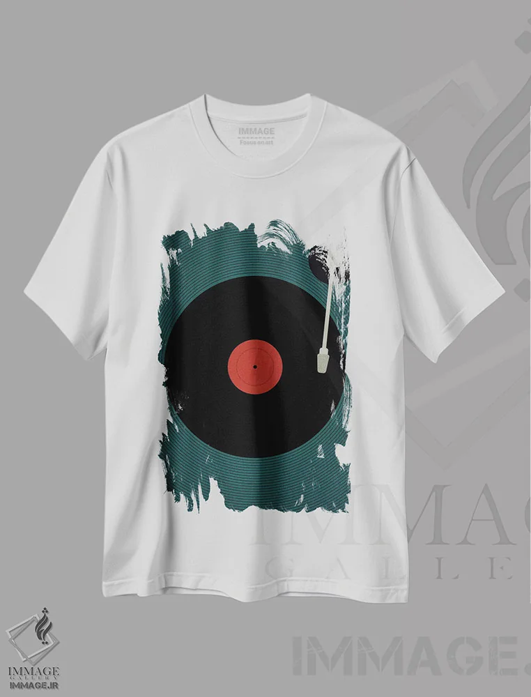 تیشرت سفید طرح دار بگذار موسیقی پخش شود، تزئینی اثر کوبیستیکا | فروشگاه ایماژ