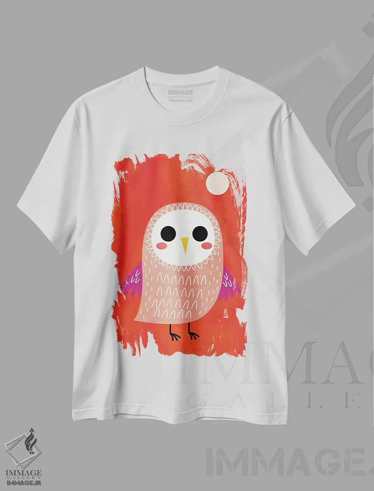 تیشرت سفید طرح دار جغد کوچولو، هنر دیجیتال اثر کوبیستیکا | فروشگاه ایماژ