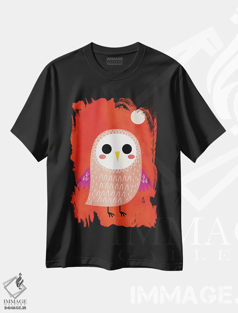 تیشرت مشکی طرح دار جغد کوچولو، هنر دیجیتال اثر کوبیستیکا | immage.ir