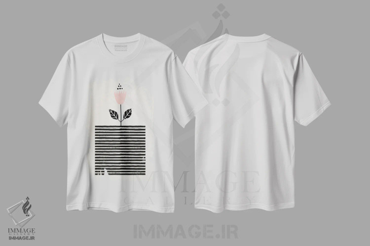 تیشرت سفید طرح دار گل کوچک آفتابی، تزئینی اثر کوبیستیکا | immage.ir