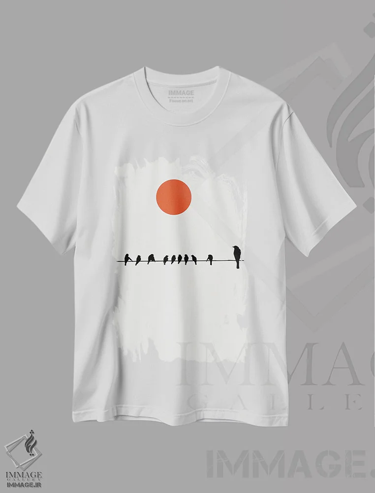 تیشرت سفید طرح دار بنشین و صبر کن، تزئینی اثر کوبیستیکا | فروشگاه ایماژ