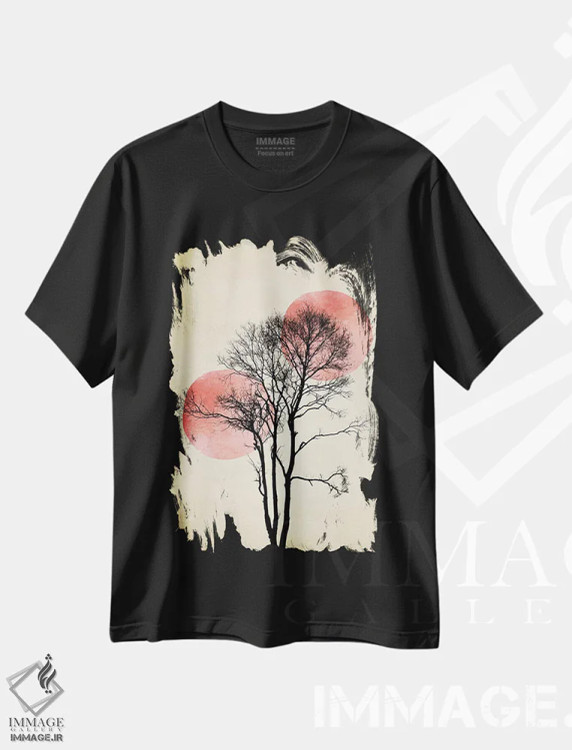 تیشرت مشکی طرح دار خورشید و ماه پنهان، تزئینی اثر کوبیستیکا | immage.ir