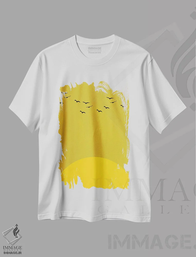 تیشرت سفید طرح دار رقص خورشید، تزئینی اثر کوبیستیکا | immage.ir