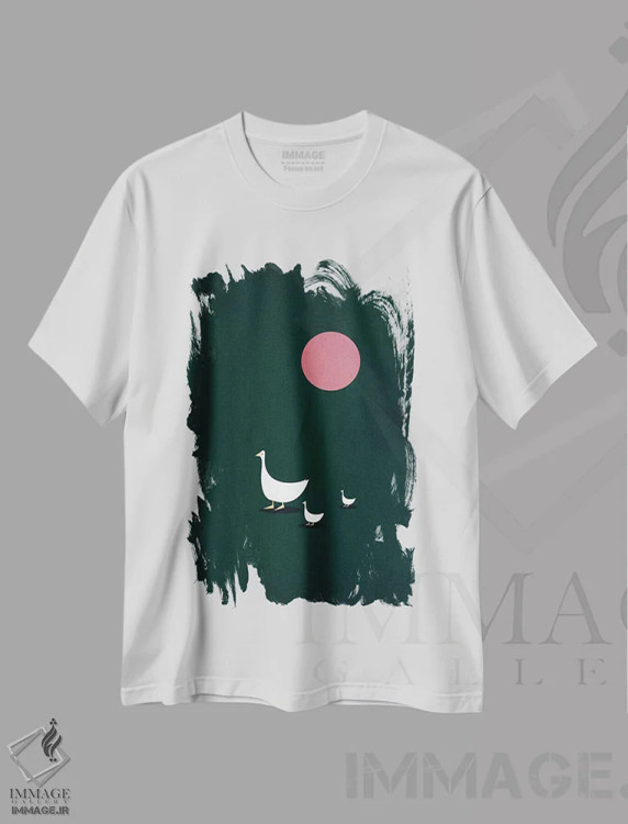 تیشرت سفید طرح دار روی روشن زندگی، تزئینی اثر کوبیستیکا | فروشگاه ایماژ