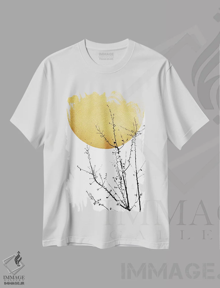 تیشرت سفید طرح دار آفتاب زندگی من، تزئینی اثر کوبیستیکا | immage.ir