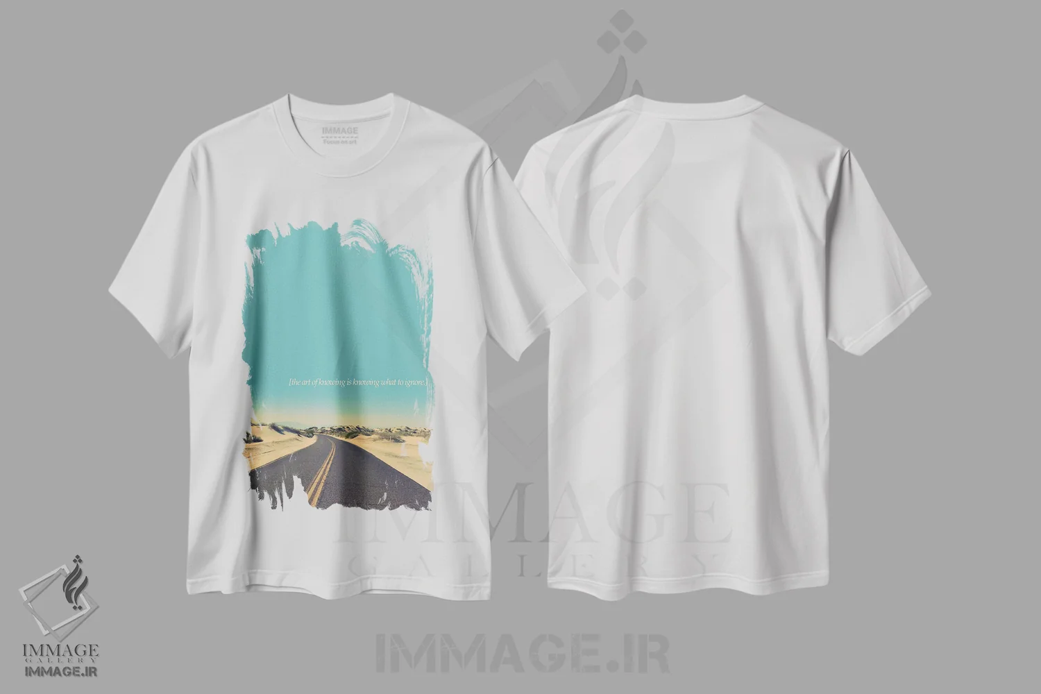 تیشرت سفید طرح دار هنر دانستن، تزئینی اثر کوبیستیکا | immage.ir