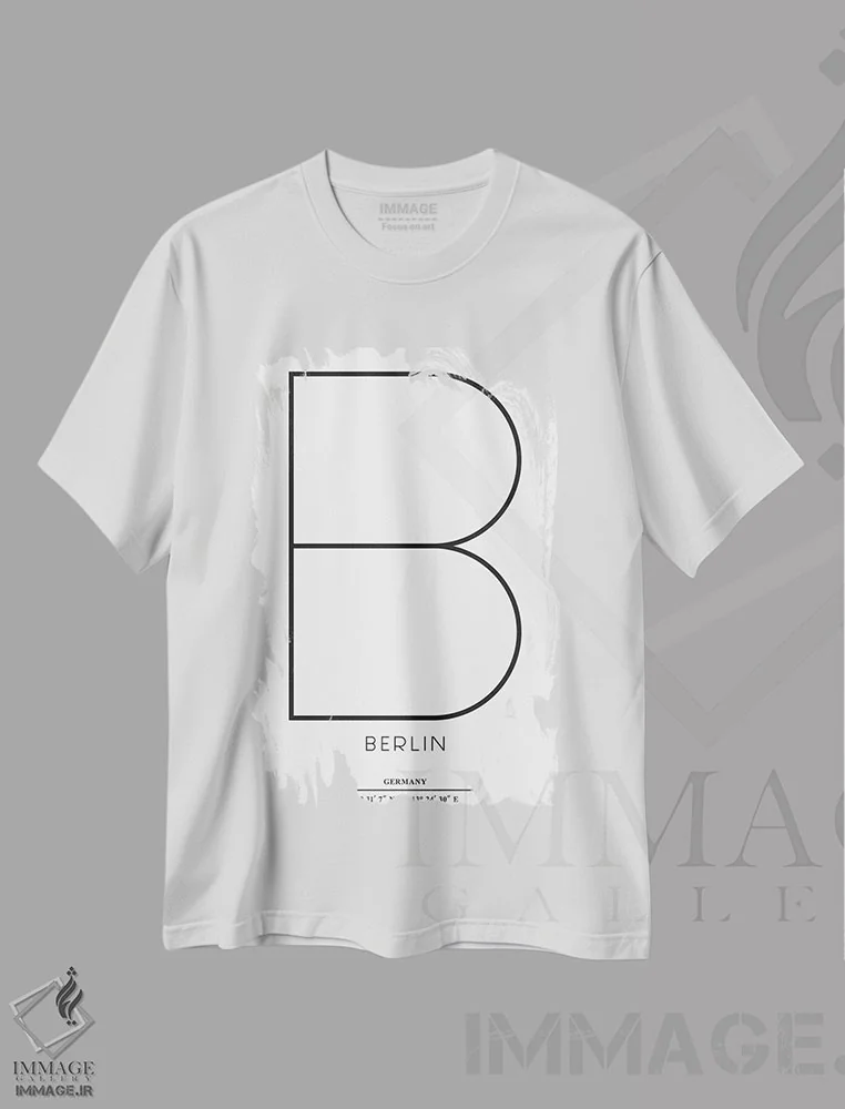 تیشرت سفید طرح دار برلین، هنر دیجیتال اثر کوبیستیکا | فروشگاه ایماژ