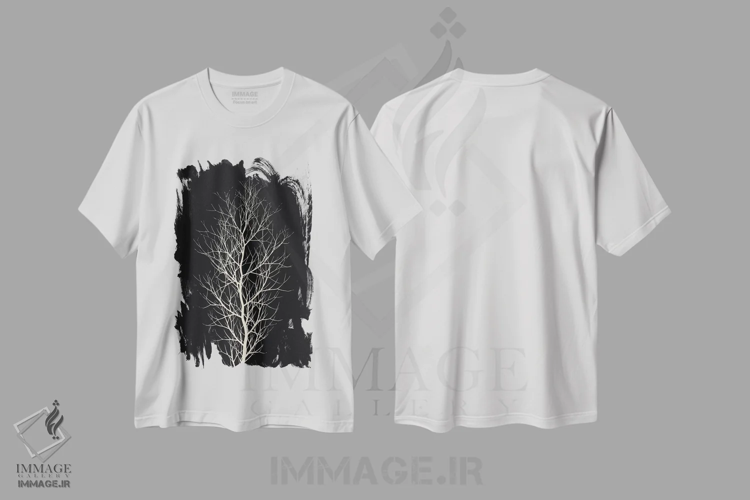 تیشرت سفید طرح دار درخت سفید، تزئینی اثر کوبیستیکا | immage.ir