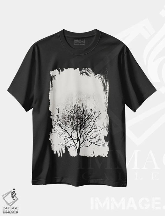 تیشرت مشکی طرح دار مطالعه درخت شماره ۳، تزئینی اثر کوبیستیکا | immage.ir