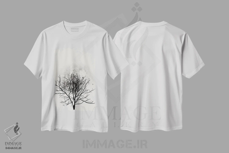 تیشرت سفید طرح دار مطالعه درخت شماره ۳، تزئینی اثر کوبیستیکا | فروشگاه ایماژ