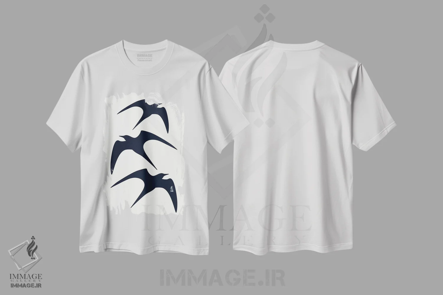تیشرت سفید طرح دار سه پرنده، تزئینی اثر کوبیستیکا | immage.ir