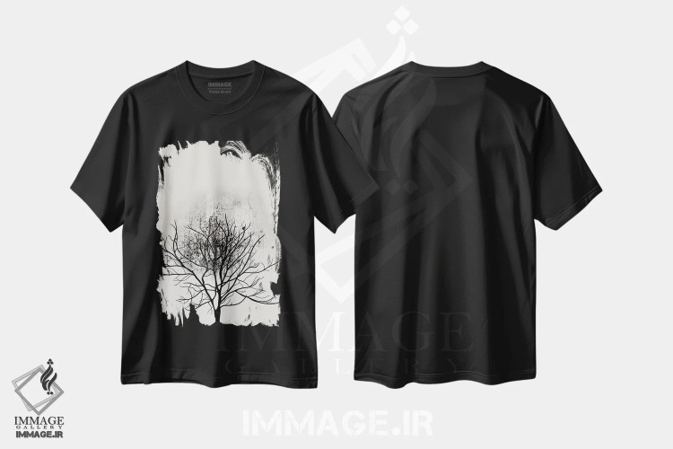 تیشرت مشکی طرح دار مطالعه درخت شماره ۳، تزئینی اثر کوبیستیکا | immage.ir