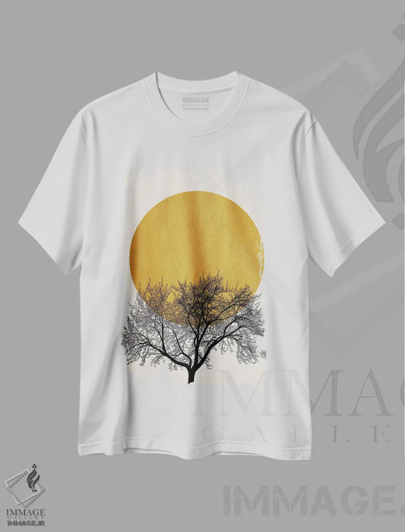 تیشرت سفید طرح دار صبح زمستانی، تزئینی اثر کوبیستیکا | immage.ir