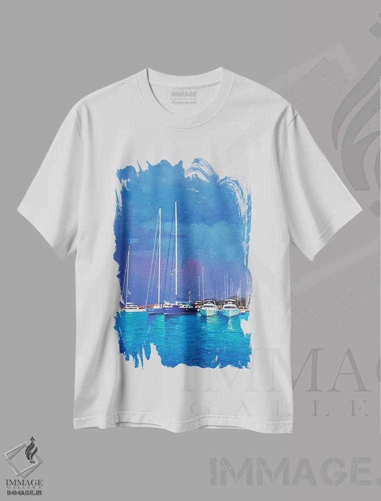 تیشرت سفید طرح دار تابستان ربوده شده، اودسا، دکور معاصر اثر اندریی کووالیک | فروشگاه ایماژ