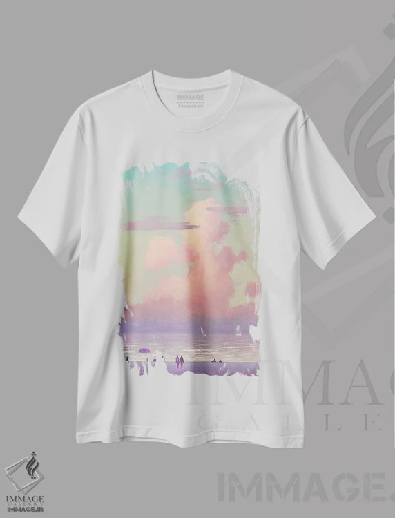 تیشرت سفید طرح دار شبی رمانتیک در کنار دریا، دکور ساحلی اثر اندریی کووالیک | immage.ir
