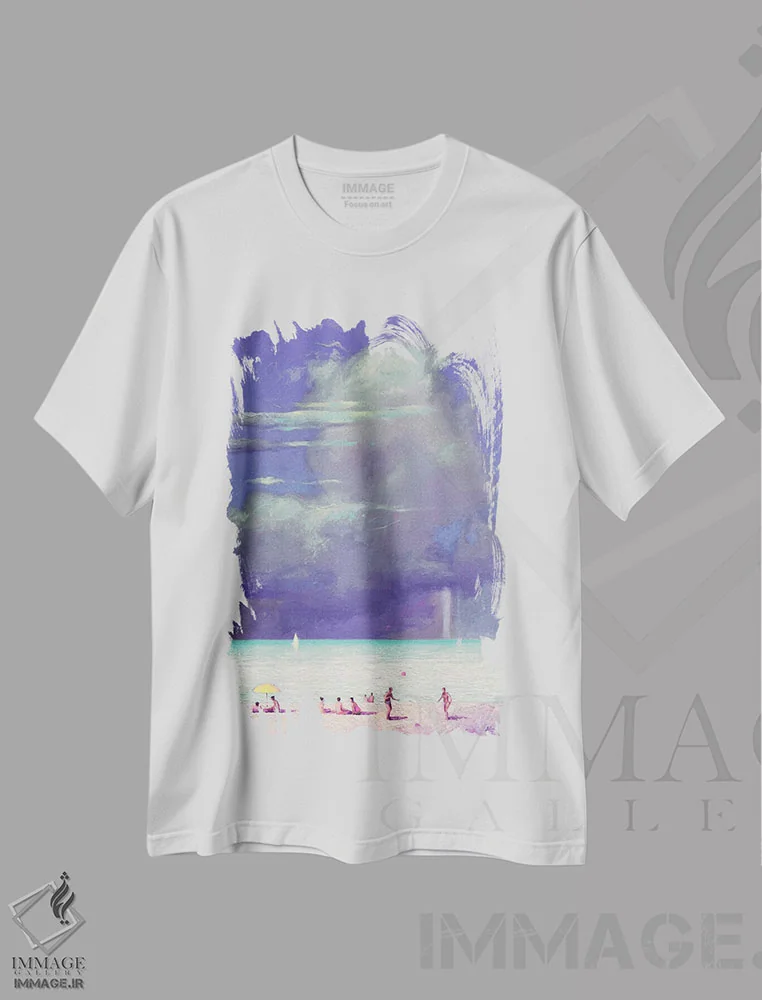 تیشرت سفید طرح دار پیش از طوفان در دریا، هنر فاخر معاصر اثر اندریی کووالیک | immage.ir
