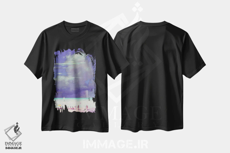 تیشرت مشکی طرح دار پیش از طوفان در دریا، هنر فاخر معاصر اثر اندریی کووالیک | فروشگاه ایماژ