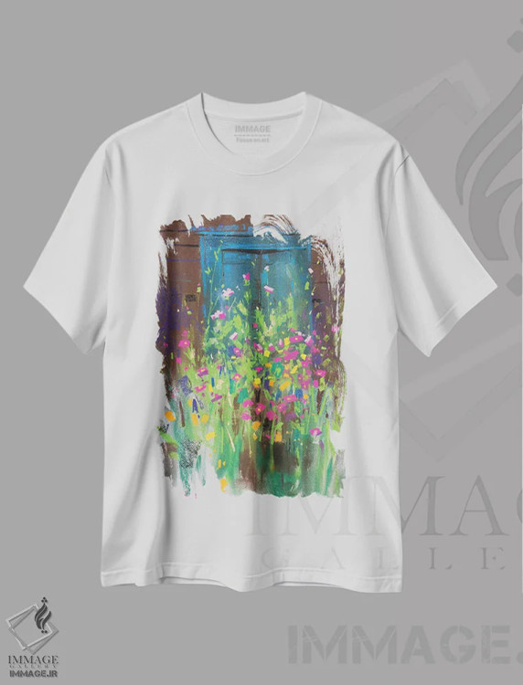 تیشرت سفید طرح دار رقص گل ها، آبستره اثر اندریی کووالیک | فروشگاه ایماژ