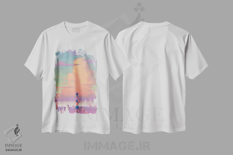 تیشرت سفید طرح دار عصر عاشقانه، هنر فاخر معاصر اثر اندریی کووالیک | فروشگاه ایماژ