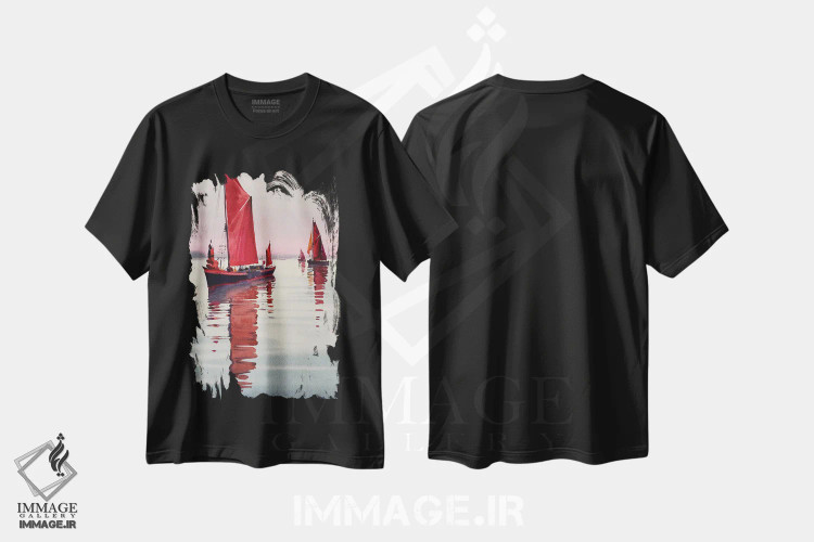 تیشرت مشکی طرح دار بادبان های قرمز، دکور معاصر اثر اندریی کووالیک | immage.ir
