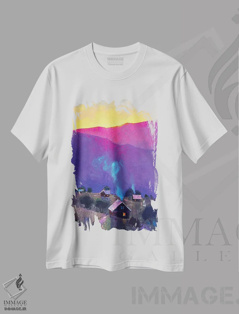 تیشرت سفید طرح دار در انتظار نور، دکور معاصر اثر اندریی کووالیک | فروشگاه ایماژ