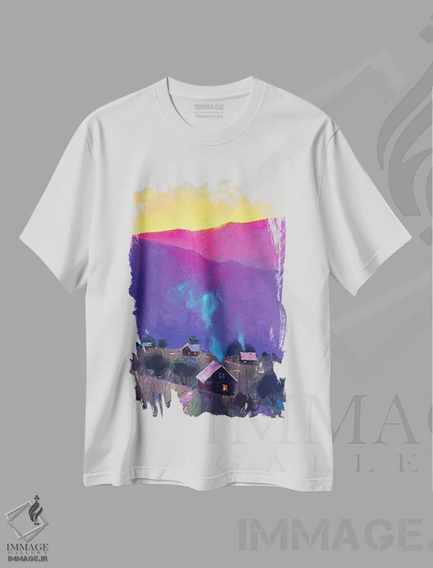 تیشرت سفید طرح دار در انتظار نور، دکور معاصر اثر اندریی کووالیک | فروشگاه ایماژ