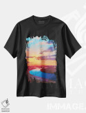 تیشرت مشکی طرح دار غروب بر فراز رود دنیپر در کی یف، دکور معاصر اثر اندریی کووالیک | فروشگاه ایماژ