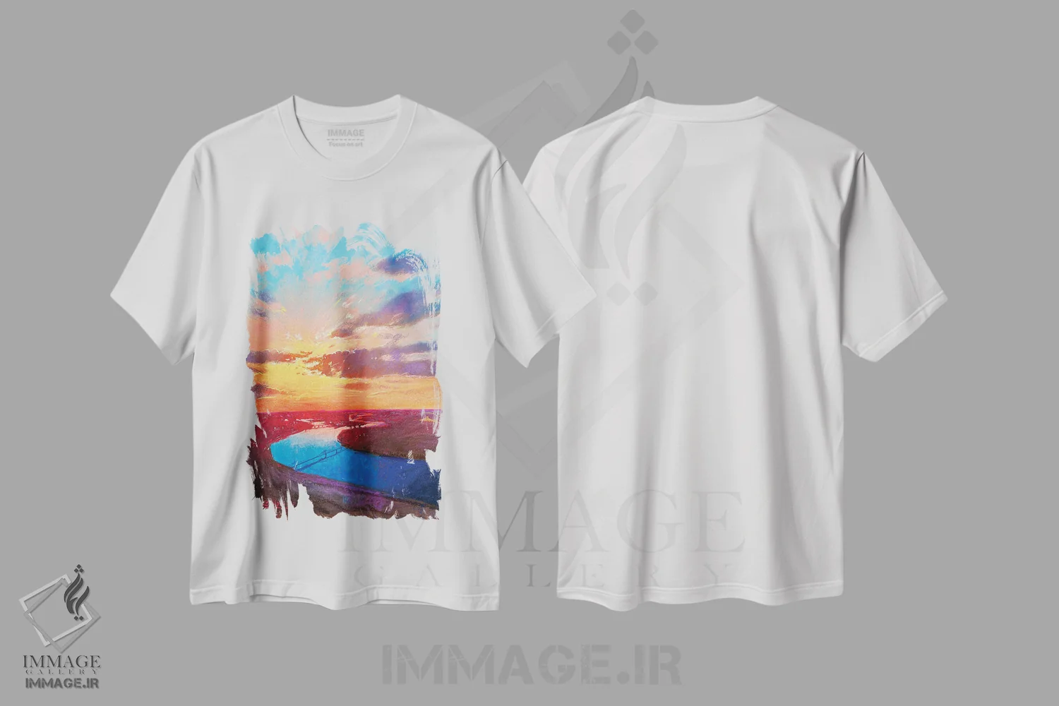 تیشرت سفید طرح دار غروب بر فراز رود دنیپر در کی یف، دکور معاصر اثر اندریی کووالیک | immage.ir