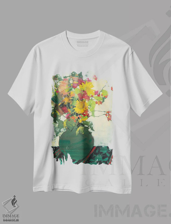 تیشرت سفید طرح دار گل های پاییزی، دکور معاصر اثر اندریی کووالیک | immage.ir