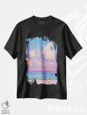 تیشرت مشکی طرح دار خاطرات تابستانی از دریا، دکور ساحلی اثر اندریی کووالیک | immage.ir