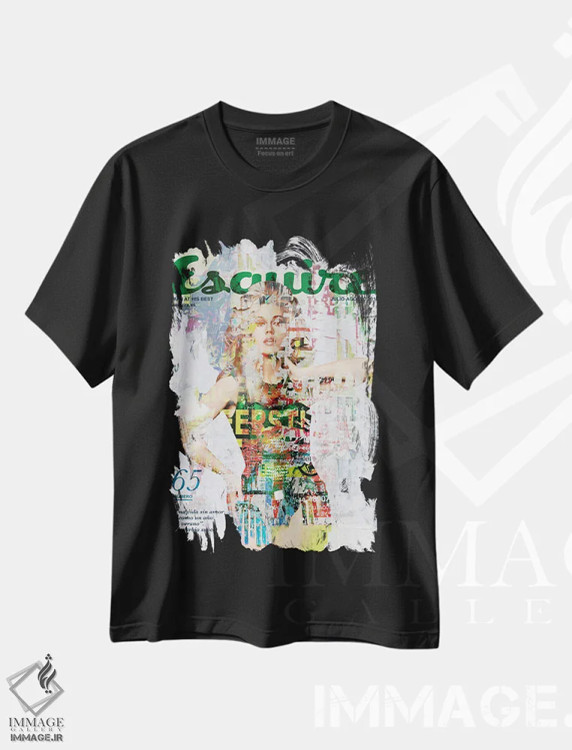 تیشرت مشکی طرح دار جین فوندا اثر کارین ورمیر | فروشگاه ایماژ