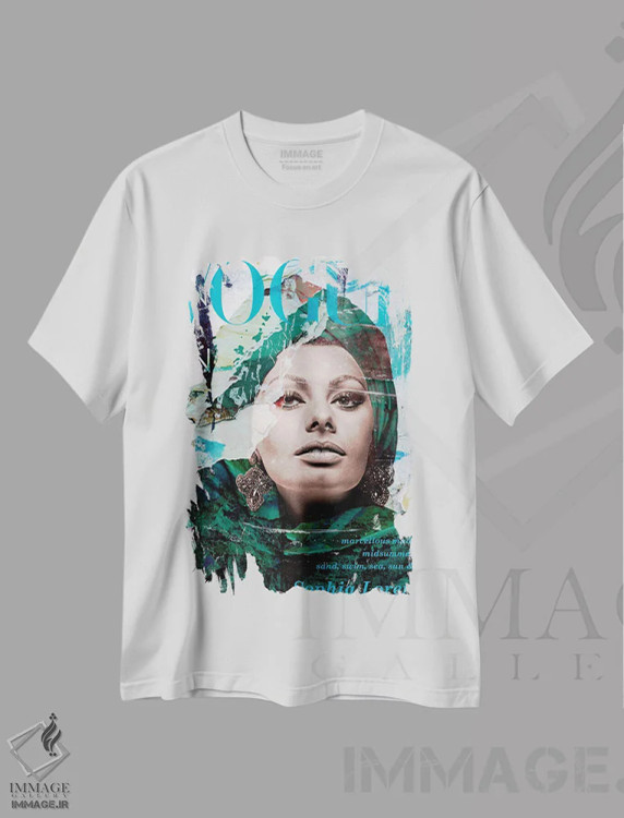 تیشرت سفید طرح دار سوفیا لورن، مدیوم اثر کارین ورمیر | immage.ir