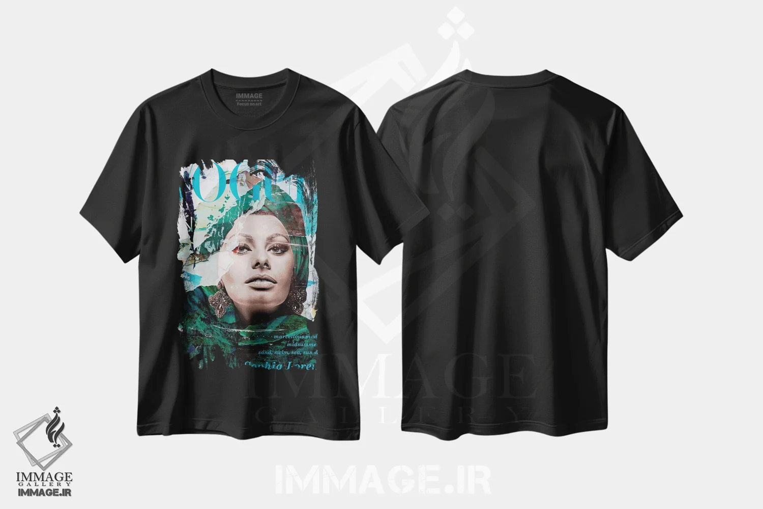 تیشرت مشکی طرح دار سوفیا لورن، مدیوم اثر کارین ورمیر | فروشگاه ایماژ