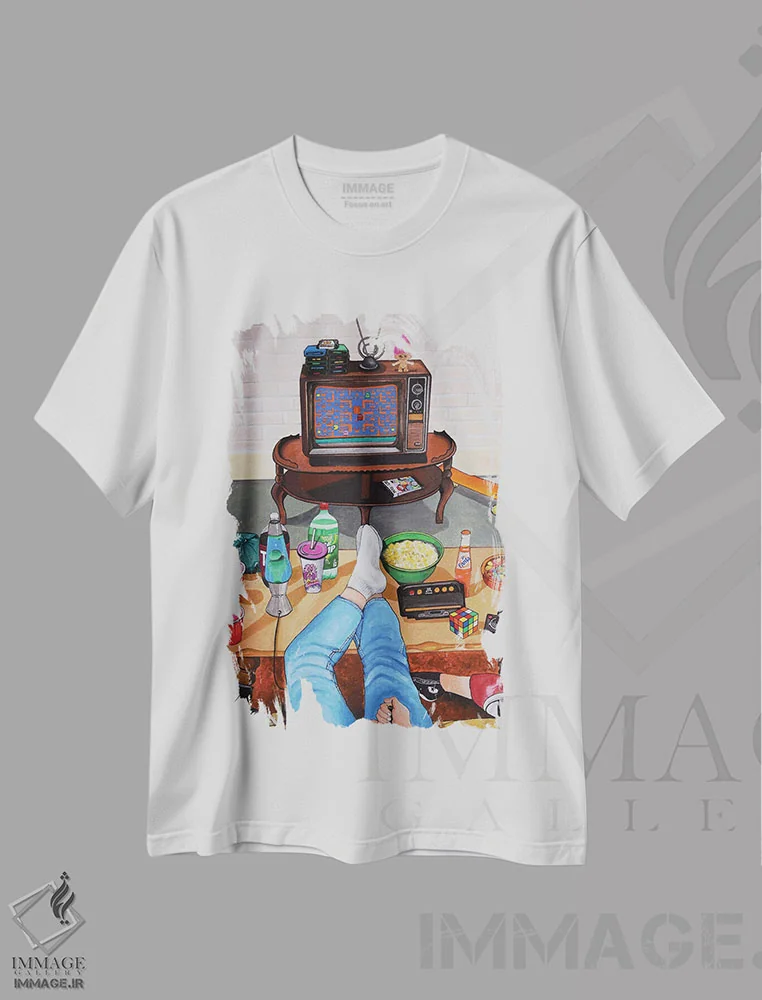 تیشرت سفید طرح دار ۱۹۸۷، مدیوم اثر کریستین ووس | فروشگاه ایماژ