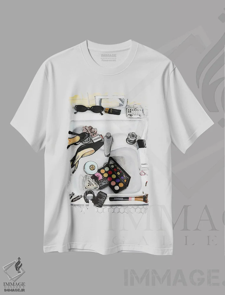 تیشرت سفید طرح دار سینک حمام، تزئینی اثر کریستین ووس | فروشگاه ایماژ