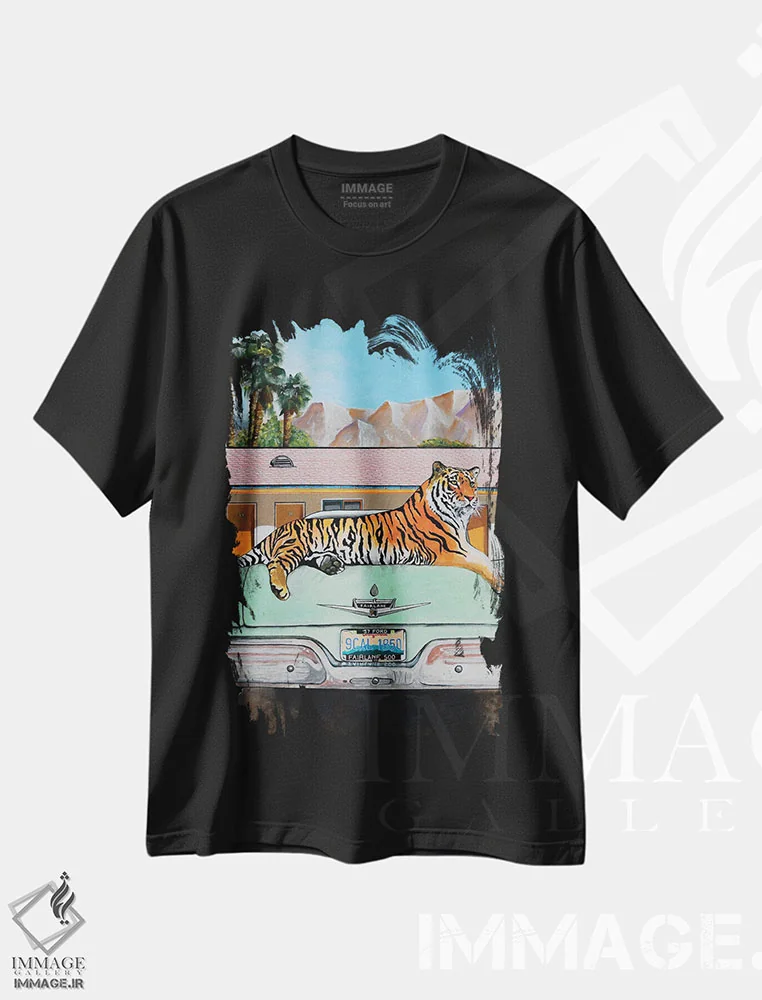 تیشرت مشکی طرح دار گربه کالی، تزئینی اثر کریستین ووس | immage.ir