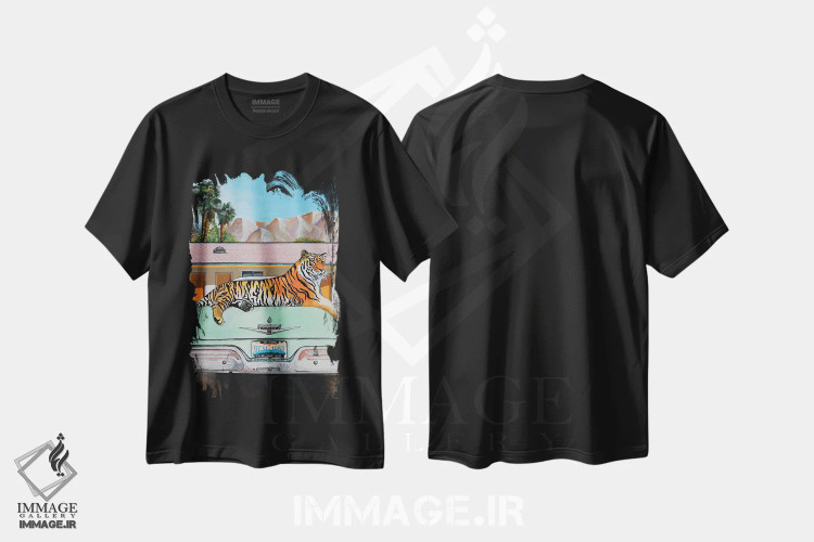 تیشرت مشکی طرح دار گربه کالی، تزئینی اثر کریستین ووس | immage.ir