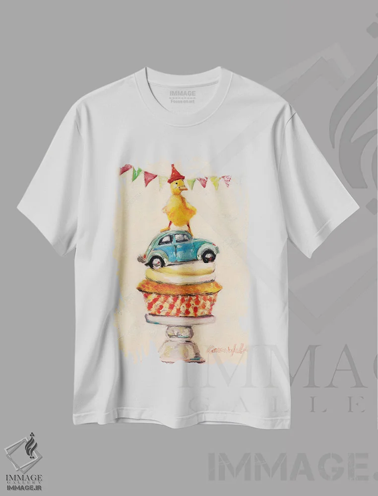 تیشرت سفید طرح دار مهمانی مورد علاقه من، هنر فاخر معاصر اثر کارن وبر | فروشگاه ایماژ