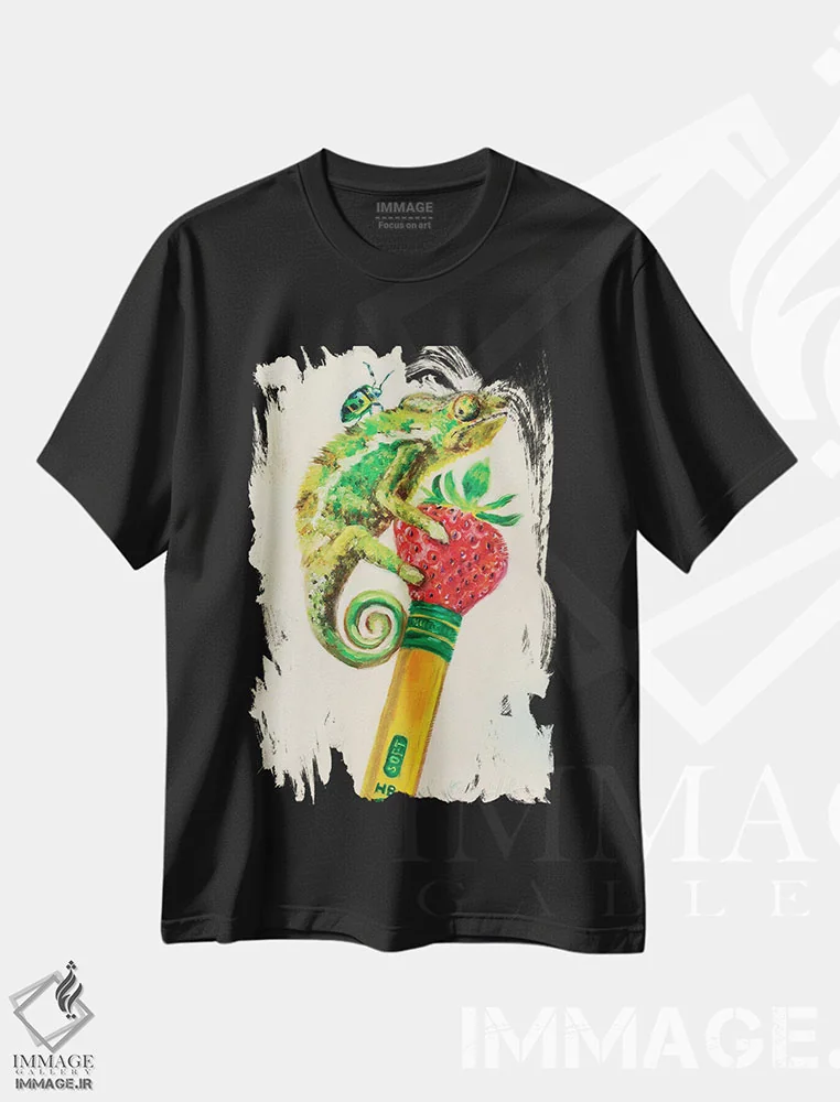 تیشرت مشکی طرح دار تیکون دریگوانا، هنر فاخر معاصر اثر کارن وبر | فروشگاه ایماژ