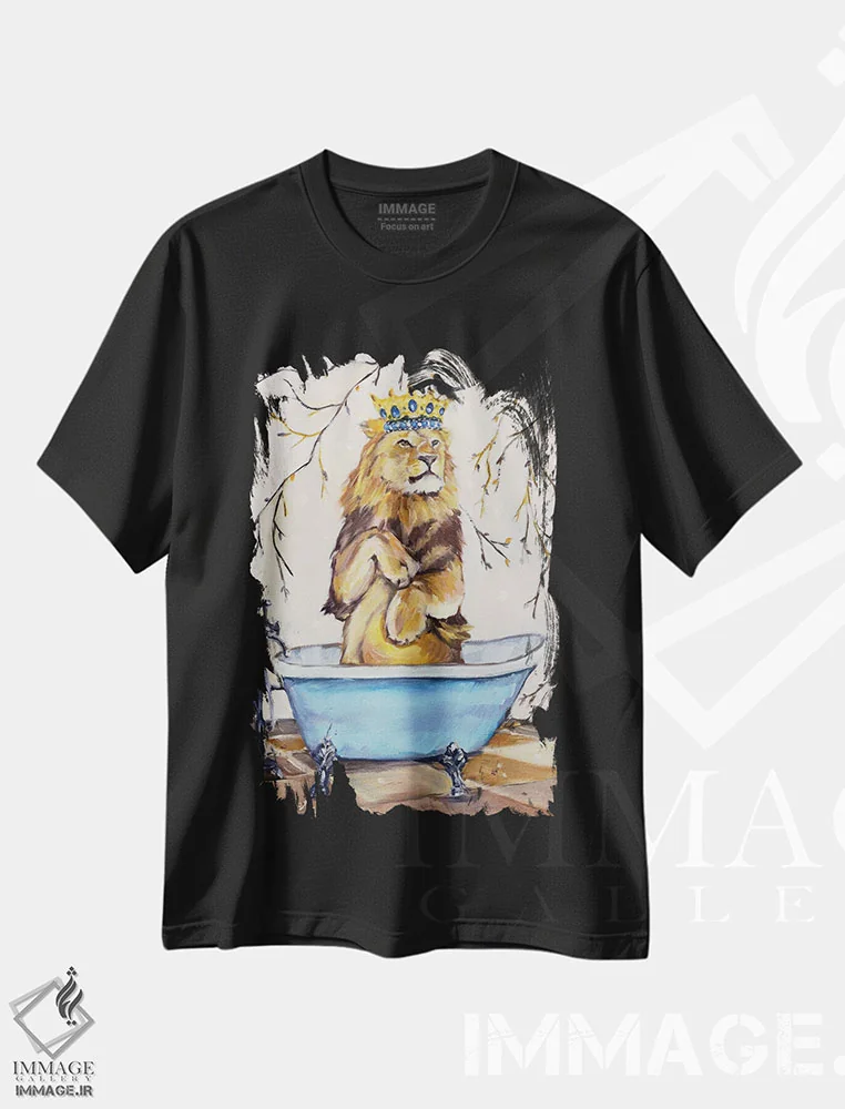 تیشرت مشکی طرح دار شستشو مثل شیر، هنر فاخر معاصر اثر کارن وبر | فروشگاه ایماژ