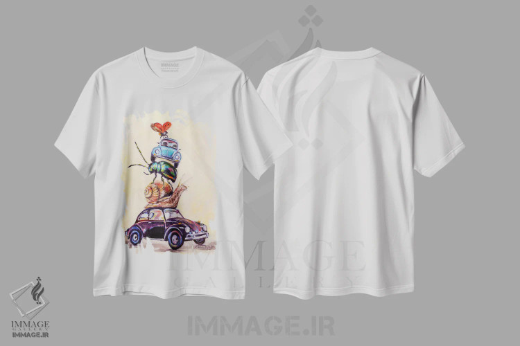 تیشرت سفید طرح دار حشرات لیسه ای، هنر فاخر معاصر اثر کارن وبر | فروشگاه ایماژ