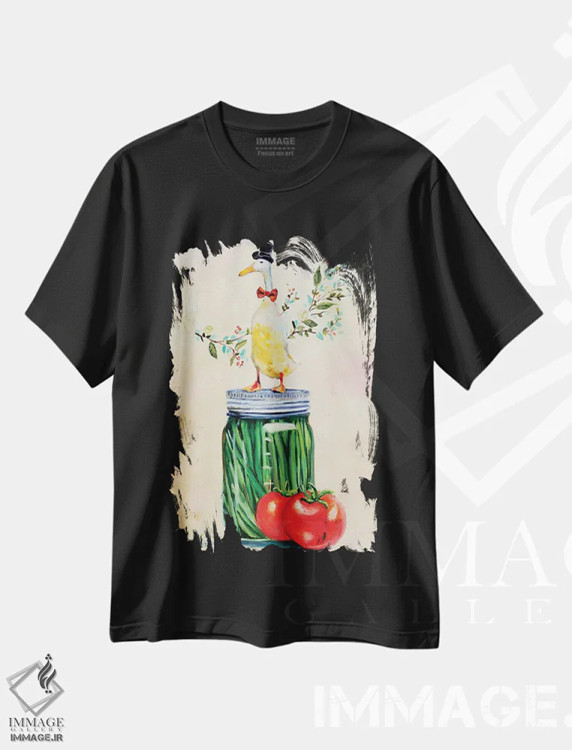 تیشرت مشکی طرح دار آقای پیکل شگفت انگیز، هنر فاخر معاصر اثر کارن وبر | immage.ir