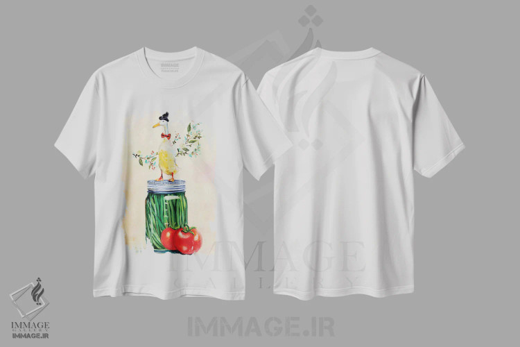 تیشرت سفید طرح دار آقای پیکل شگفت انگیز، هنر فاخر معاصر اثر کارن وبر | فروشگاه ایماژ