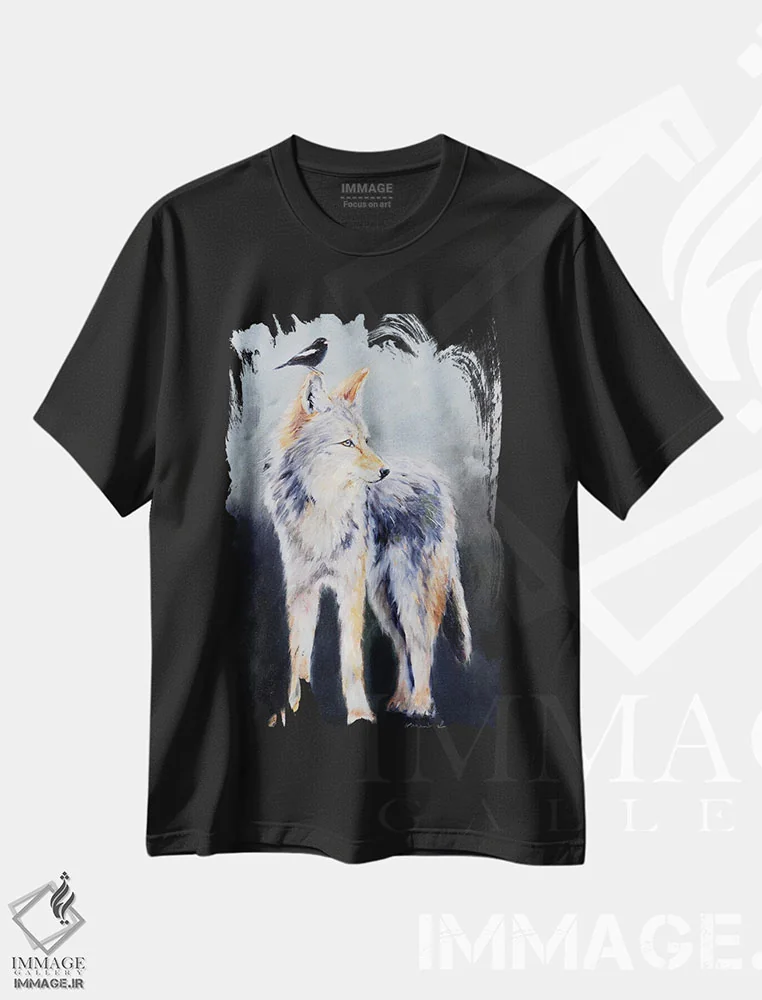 تیشرت مشکی طرح دار روح کایوت، هنر فاخر معاصر اثر کارن وبر | فروشگاه ایماژ