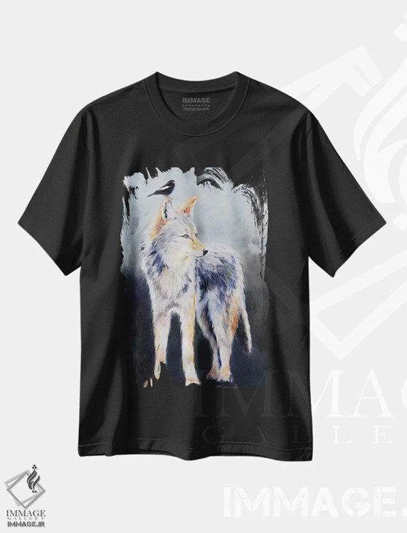 تیشرت مشکی طرح دار روح کایوت، هنر فاخر معاصر اثر کارن وبر | فروشگاه ایماژ