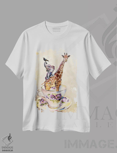 تیشرت سفید طرح دار ساوانا در یک فنجان، هنر فاخر معاصر اثر کارن وبر | فروشگاه ایماژ