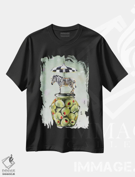 تیشرت مشکی طرح دار راه راه و خال خالی، هنر فاخر معاصر اثر کارن وبر | immage.ir