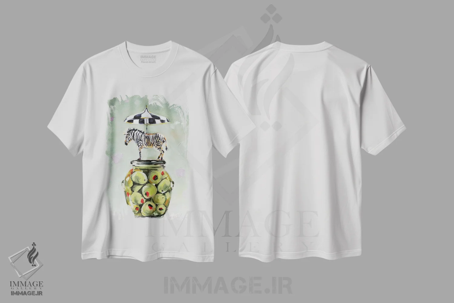 تیشرت سفید طرح دار راه راه و خال خالی، هنر فاخر معاصر اثر کارن وبر | فروشگاه ایماژ