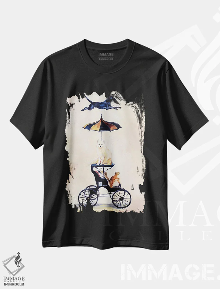 تیشرت مشکی طرح دار راندن رویاهایم، هنر فاخر معاصر اثر کارن وبر | immage.ir
