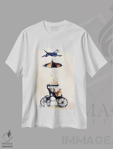 تیشرت سفید طرح دار راندن رویاهایم، هنر فاخر معاصر اثر کارن وبر | فروشگاه ایماژ